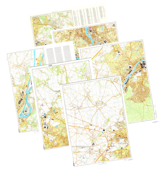 Liege (Belgium) 6-Sheet Map Set - Soviet Military City Plans