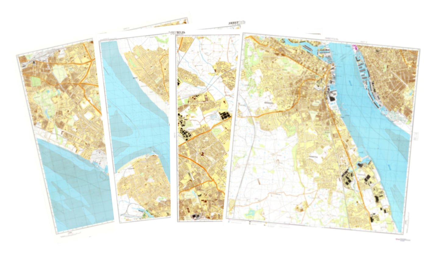 Liverpool (UK) 4-Sheet Map Set - Soviet Military City Plans