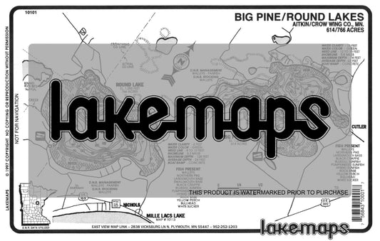 Aitkin County, MN - BIG PINE / Round - Lakemap - 10101