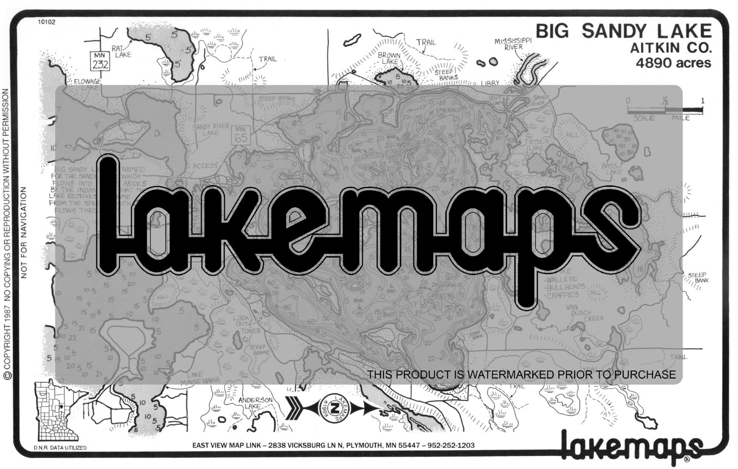 Aitkin County, MN - BIG SANDY / Aitkin - Lakemap - 10102