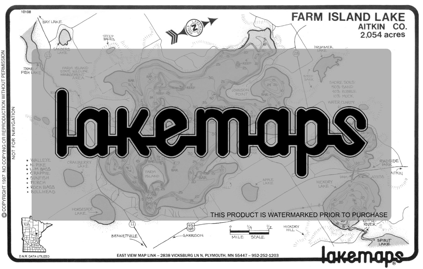 Aitkin County, MN - FARM ISLAND / Pine - Lakemap - 10108