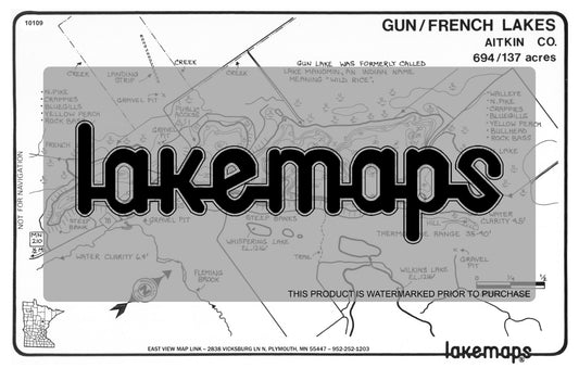 Aitkin County, MN - GUN/ French - Lakemap - 10109