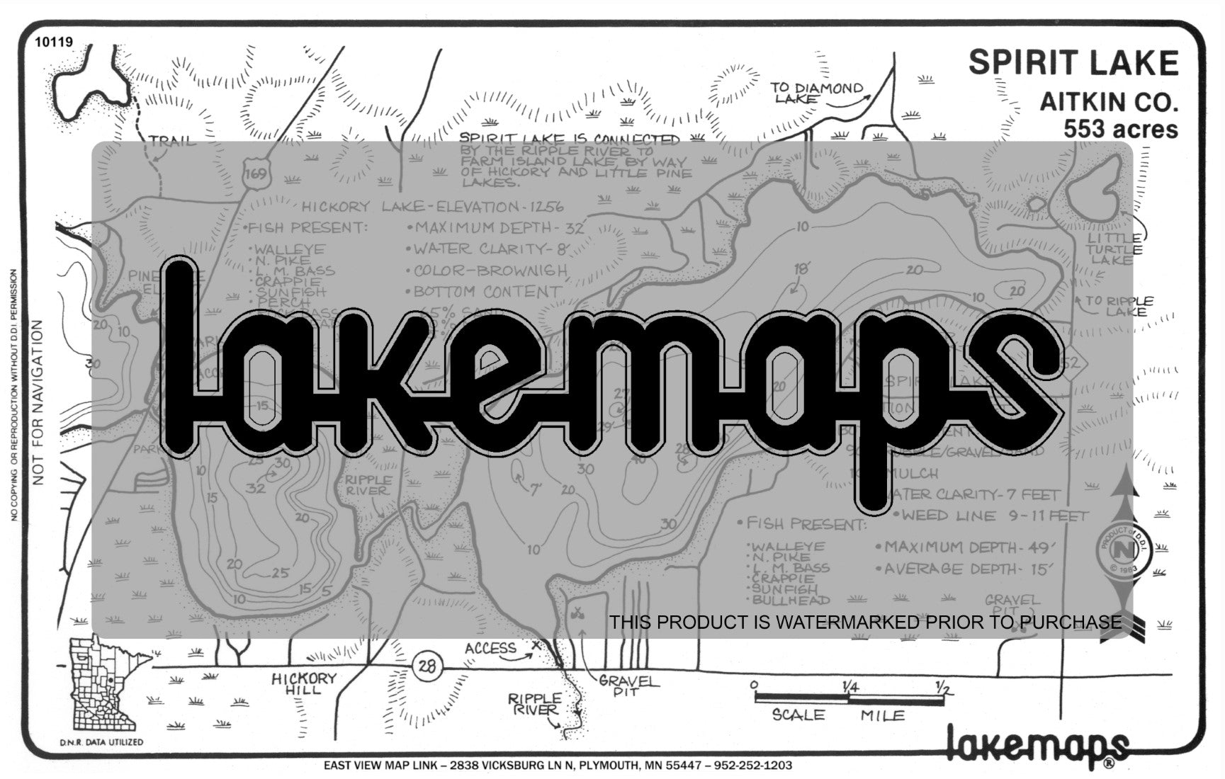 Aitkin County, MN - SPIRIT / Hickory - Lakemap - 10119