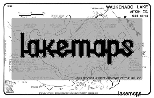 Aitkin County, MN - WAUKENABO - Lakemap - 10120