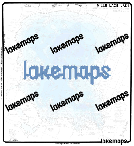 Aitkin County, MN - MILLE LACS -North and South - Lakemap - 10121