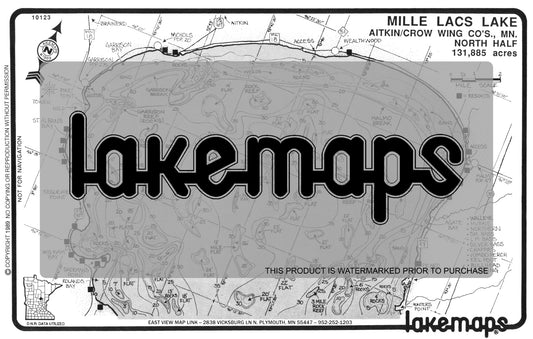 Aitkin County, MN - MILLE LACS -North Half - Lakemap - 10123