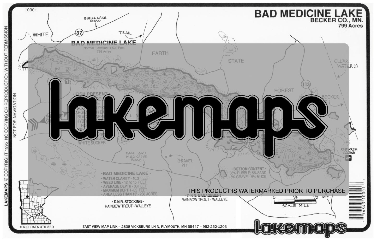 Becker County, MN - BAD MEDICINE - Lakemap - 10301