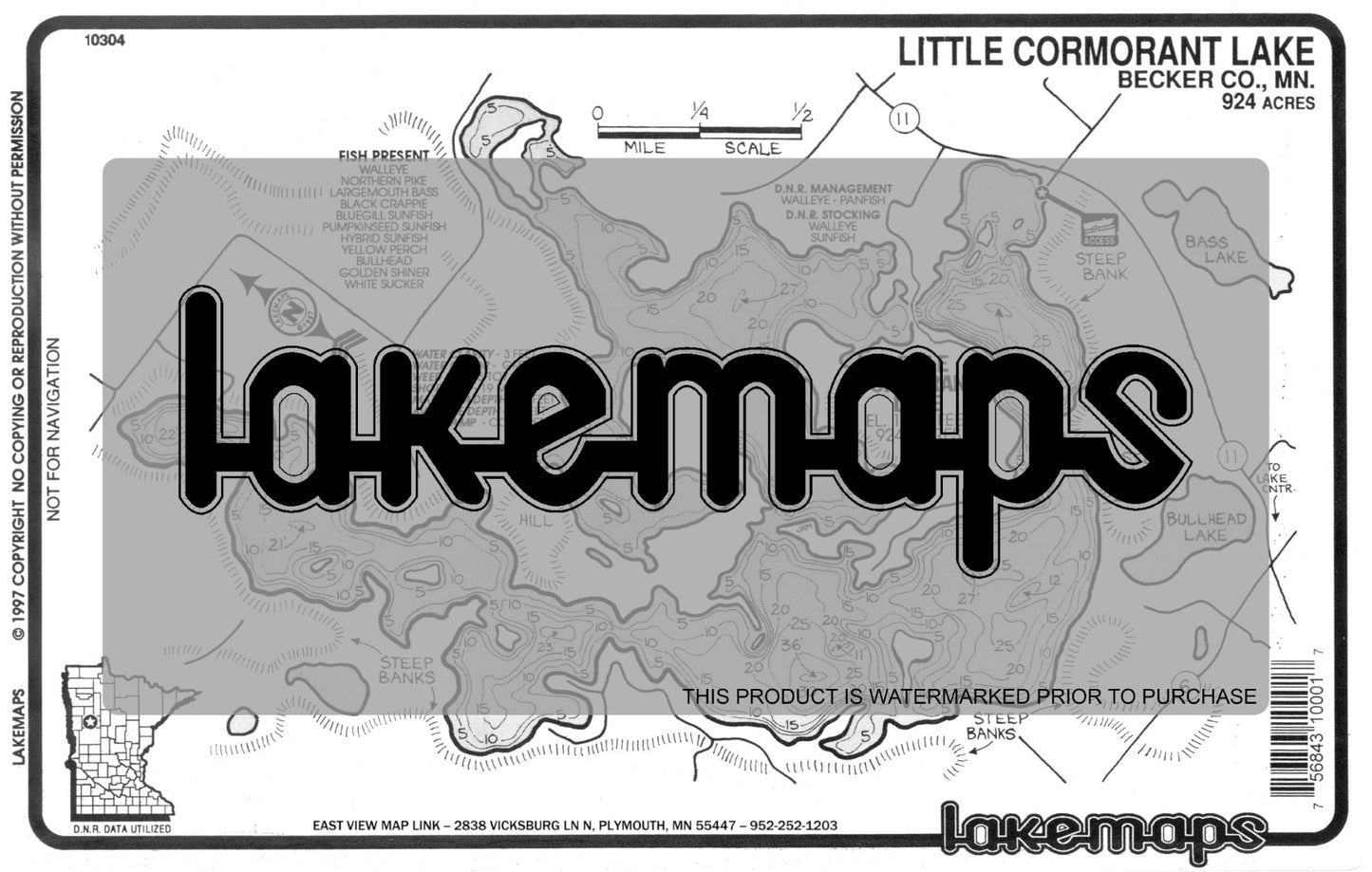 Becker County, MN - CORMORANT, Little - Lakemap - 10304