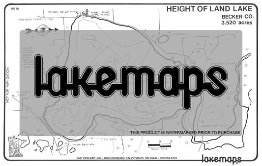 Becker County, MN - HEIGHT OF LAND - Lakemap - 10310