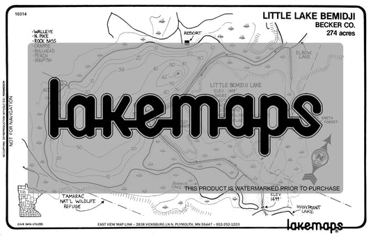 Becker County, MN - LITTLE BEMIDJI - Lakemap - 10314