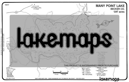 Becker County, MN - MANY POINT - Lakemap - 10317