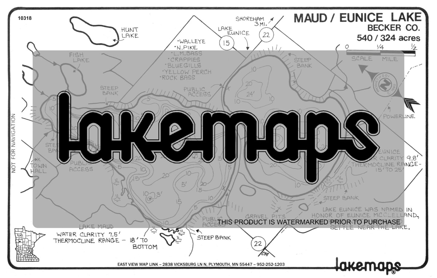 Becker County, MN - MAUD /  Eunice - Lakemap - 10318