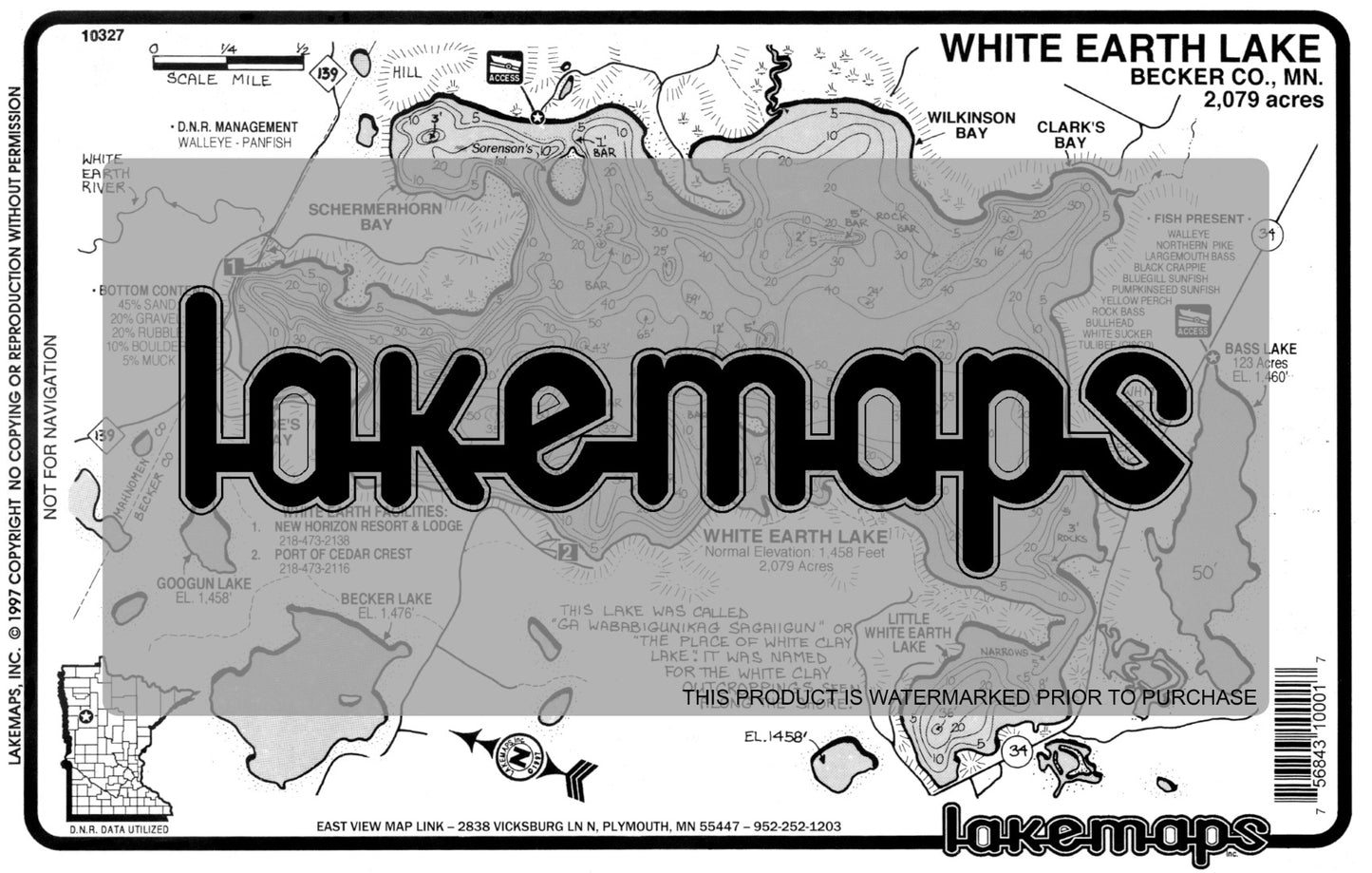 Becker County, MN - WHITE EARTH - Lakemap - 10327