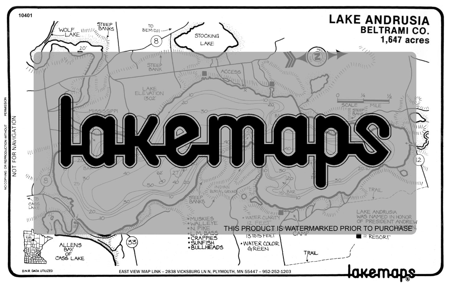 Beltrami County, MN - ANDRUSIA - Lakemap - 10401