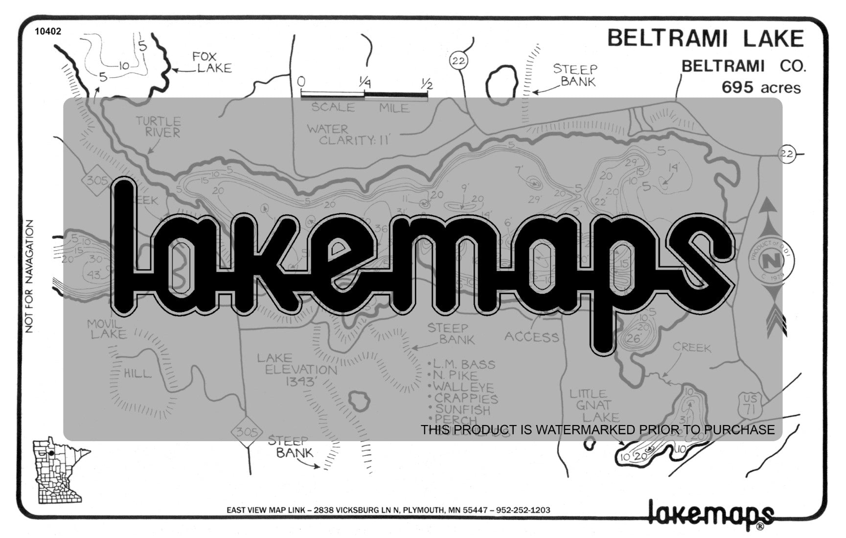 Beltrami County, MN - BELTRAMI - Lakemap - 10402