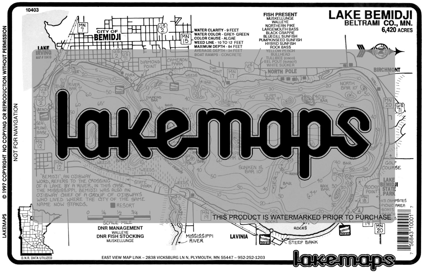 Beltrami County, MN - BEMIDJI - Lakemap - 10403