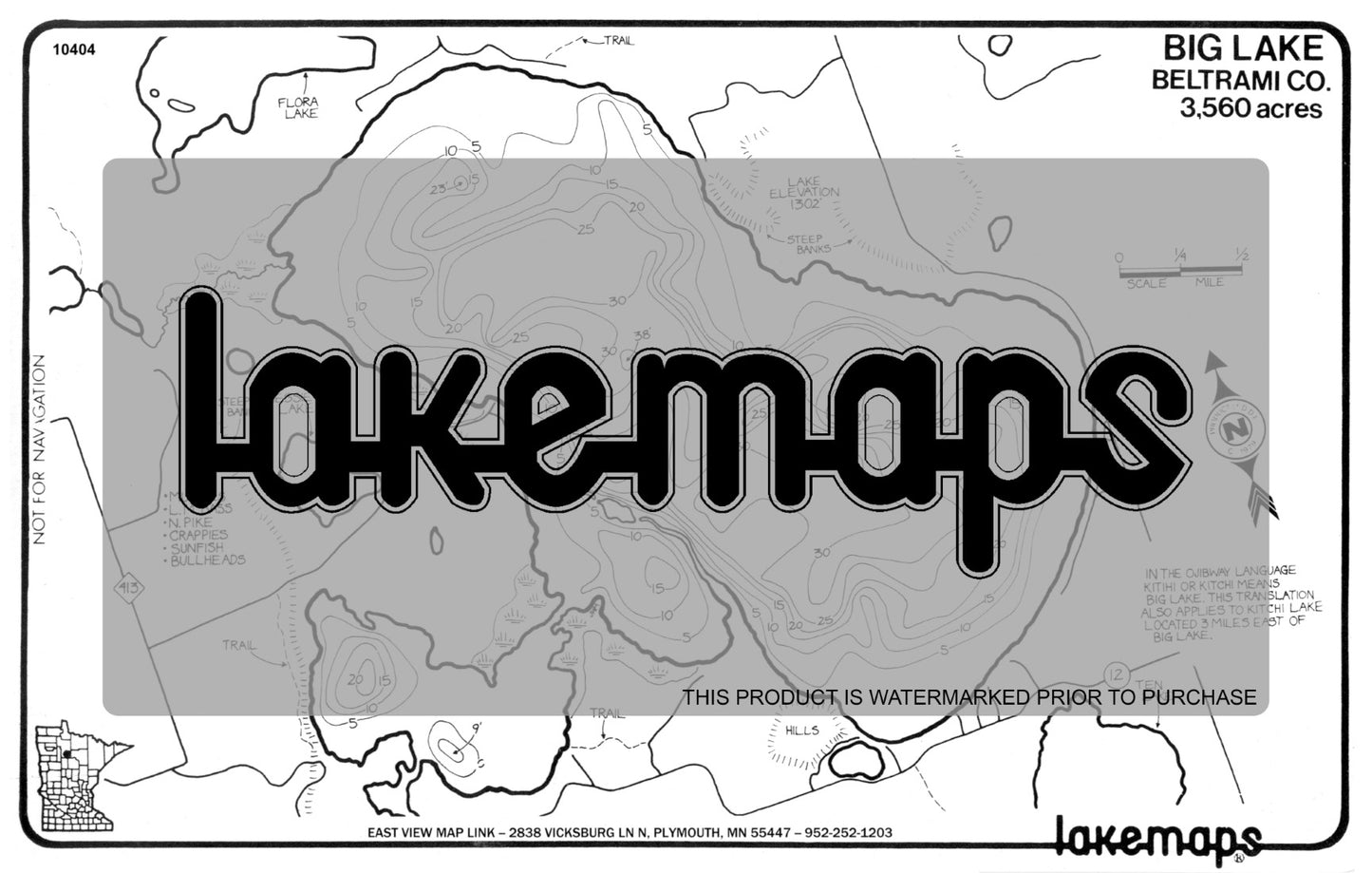 Beltrami County, MN - BIG - Lakemap - 10404