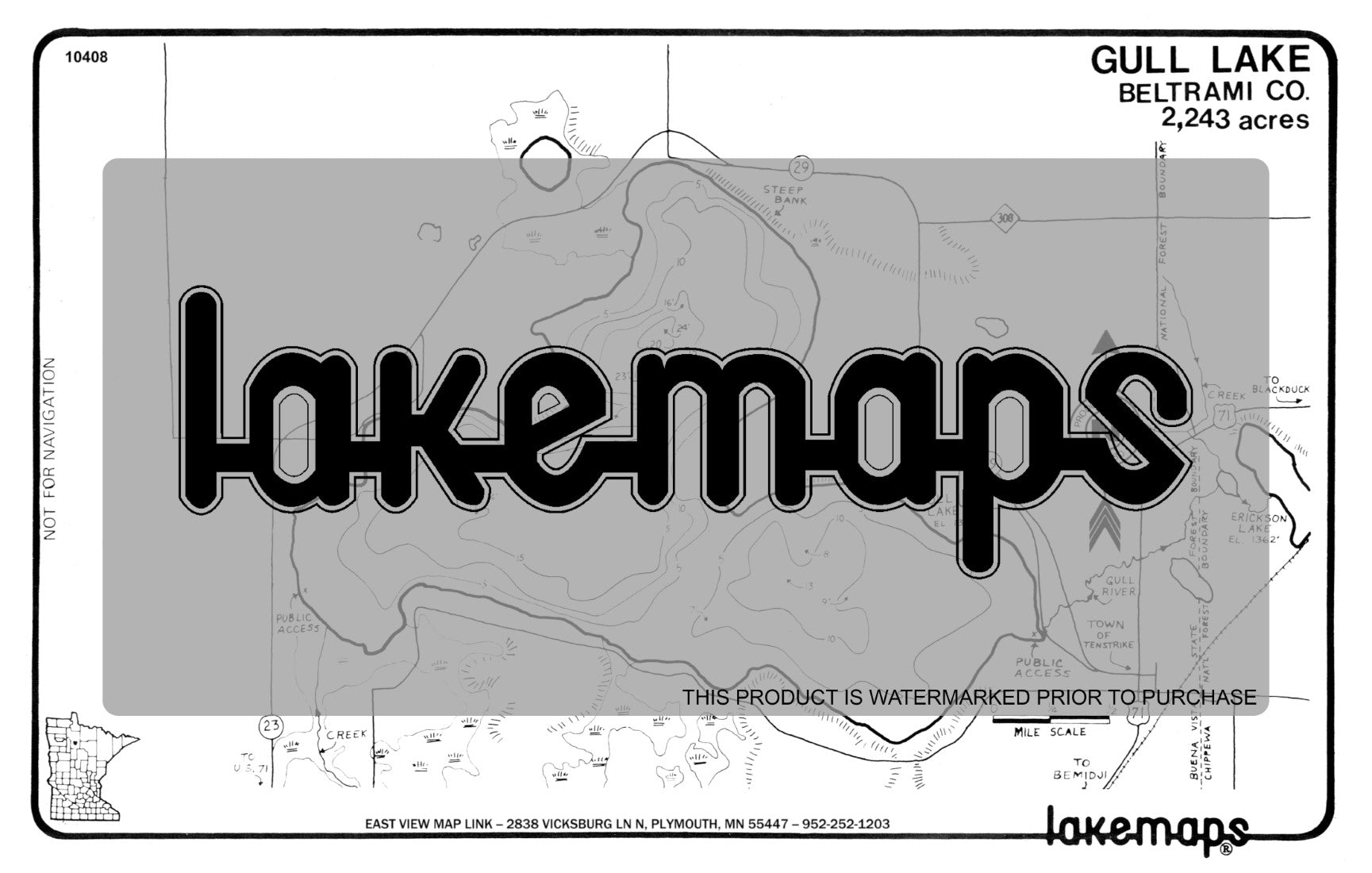 Beltrami County, MN - GULL - Lakemap - 10408
