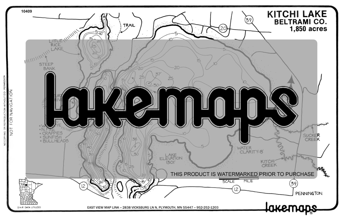 Beltrami County, MN - KITCHI - Lakemap - 10409