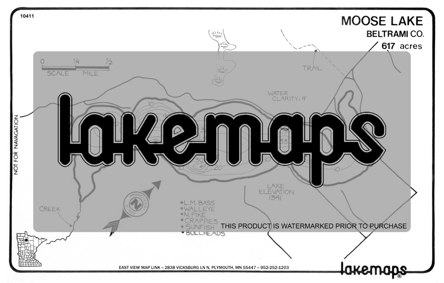 Beltrami County, MN - MOOSE - Lakemap - 10411