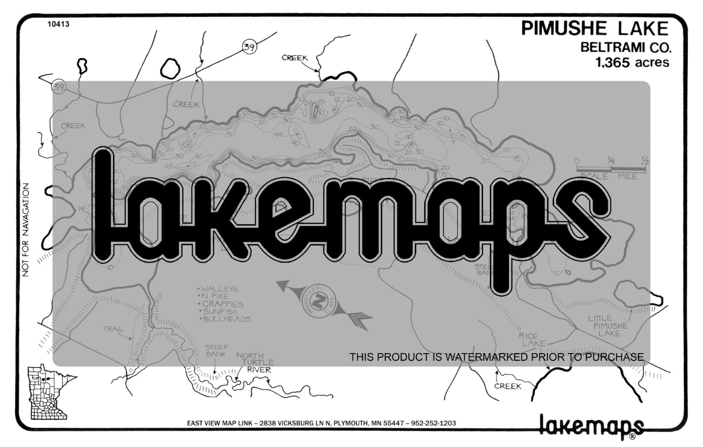 Beltrami County, MN - PIMUSHE - Lakemap - 10413