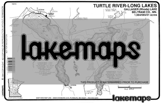 Beltrami County, MN - TURTLE RIVER / Long - Lakemap - 10415