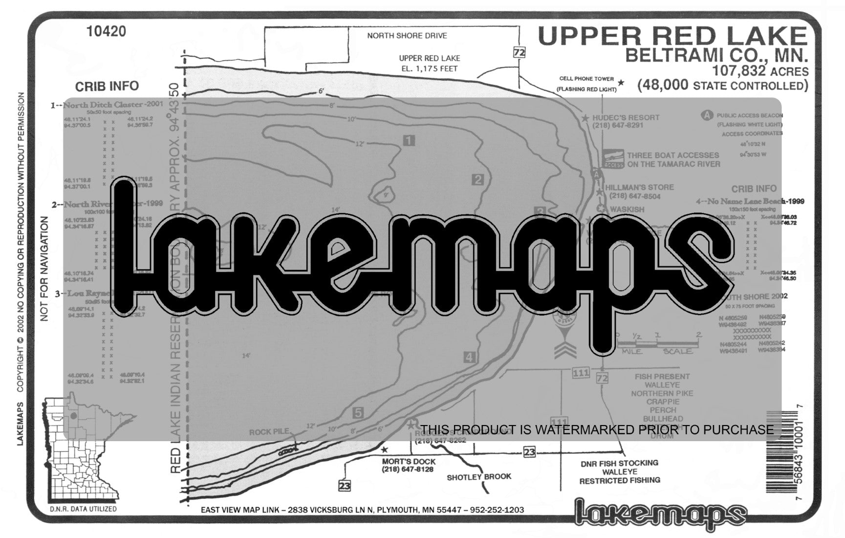 Beltrami County, MN - UPPER RED LAKE - Lakemap - 10420