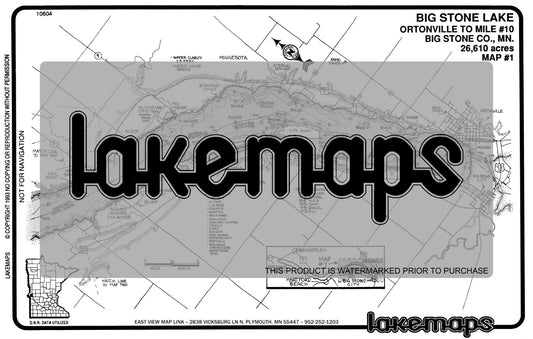 Big Stone County, MN - Big Stone Lake -map 1  Ortonville to mile #10 - Lakemap - 10604