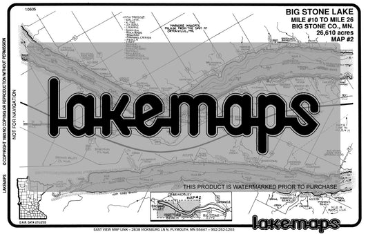 Big Stone County, MN - Big Stone Lake -map 2  Mile #10 to mile #26 - Lakemap - 10605