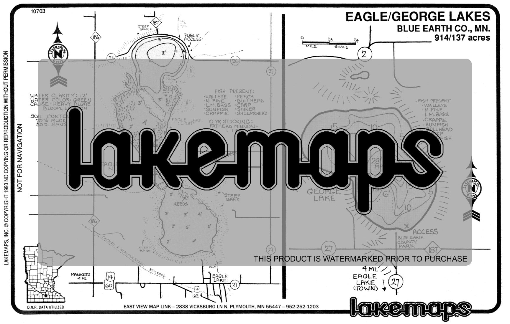 Blue Earth County, MN - EAGLE / George - Lakemap - 10703