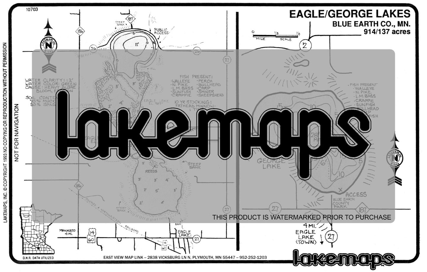 Blue Earth County, MN - EAGLE / George - Lakemap - 10703