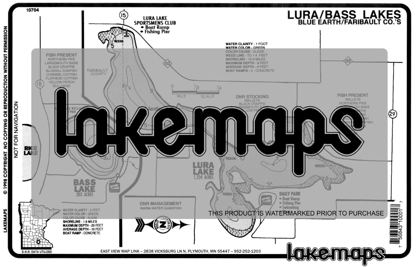 Blue Earth County, MN - LURA / Bass - Lakemap - 10704