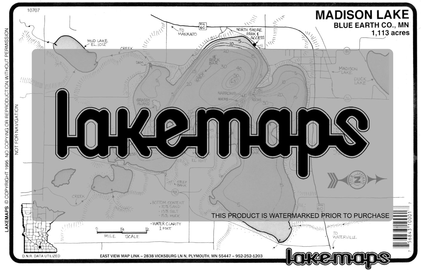 Blue Earth County, MN - MADISON - Lakemap - 10707