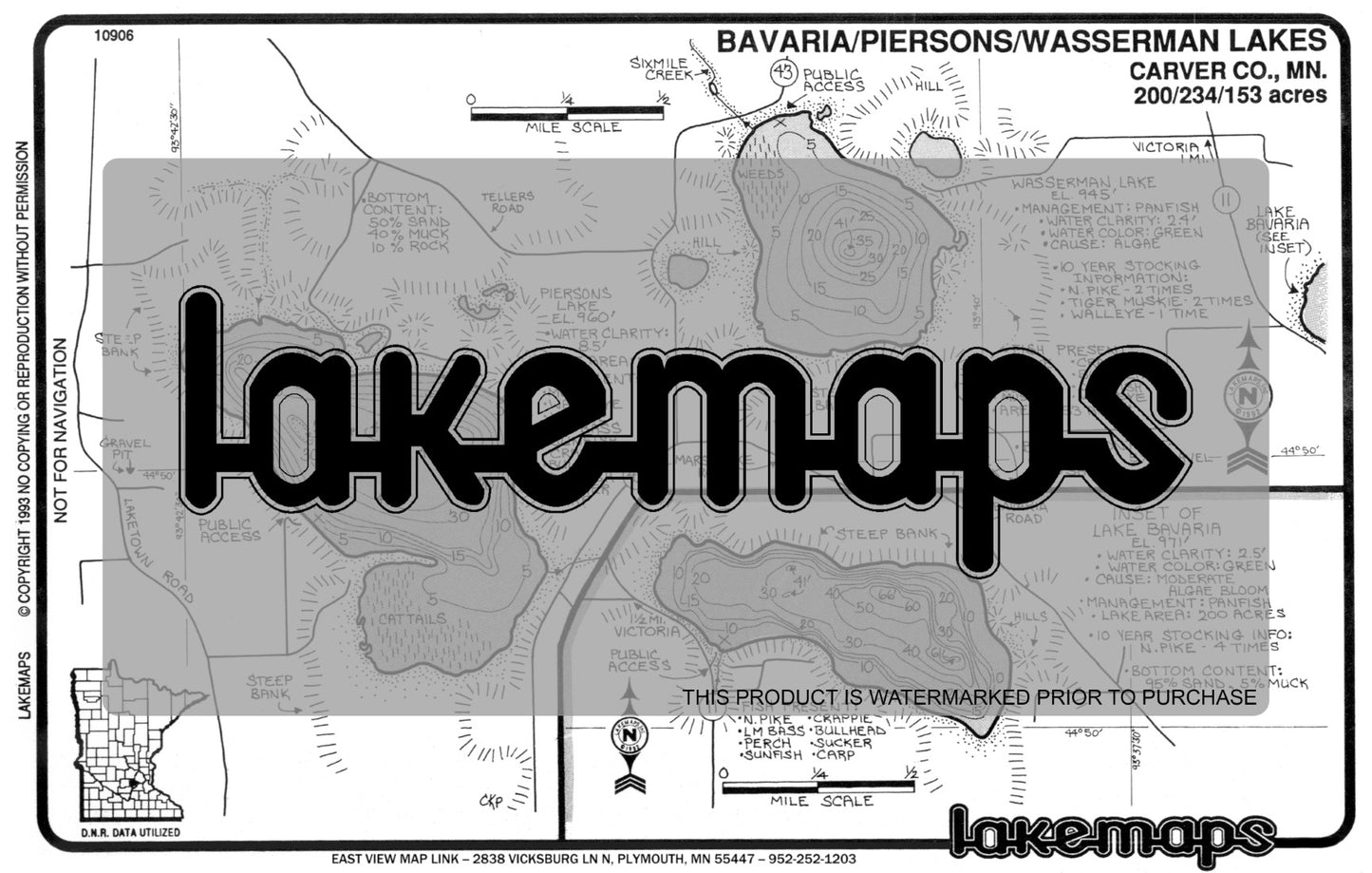 Carver County, MN - PIERSONS/ Bavaria / Wasserman - Lakemap - 10906