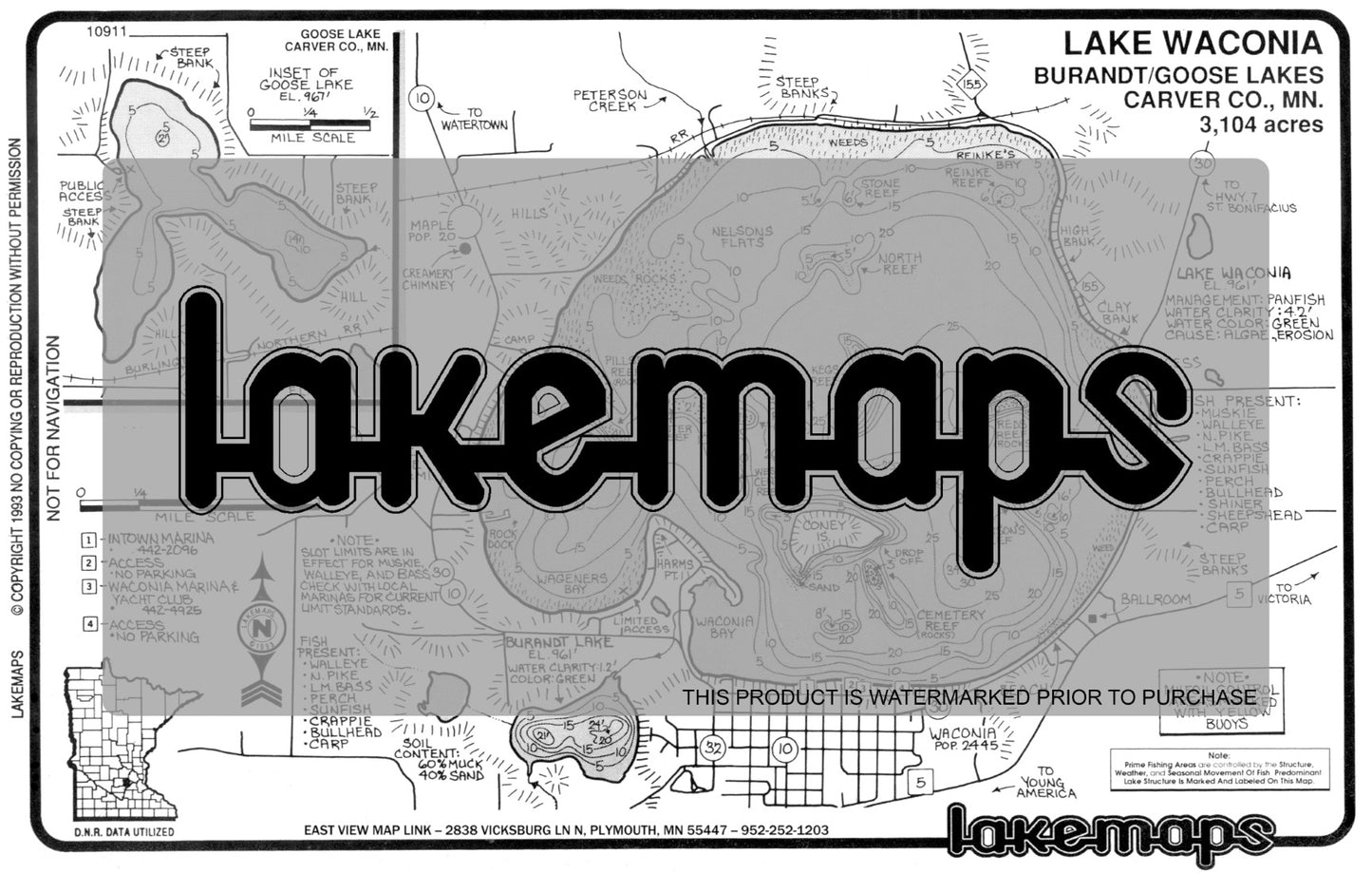 Carver County, MN - WACONIA - Lakemap - 10911