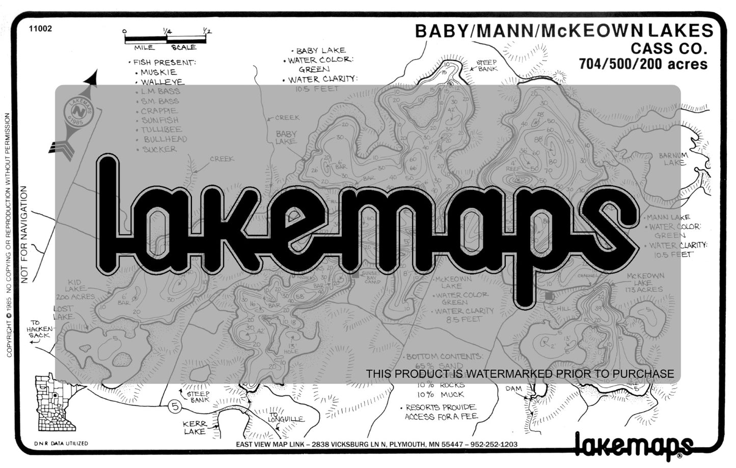 Cass County, MN - BABY /  Mann /  McKeown - Lakemap - 11002