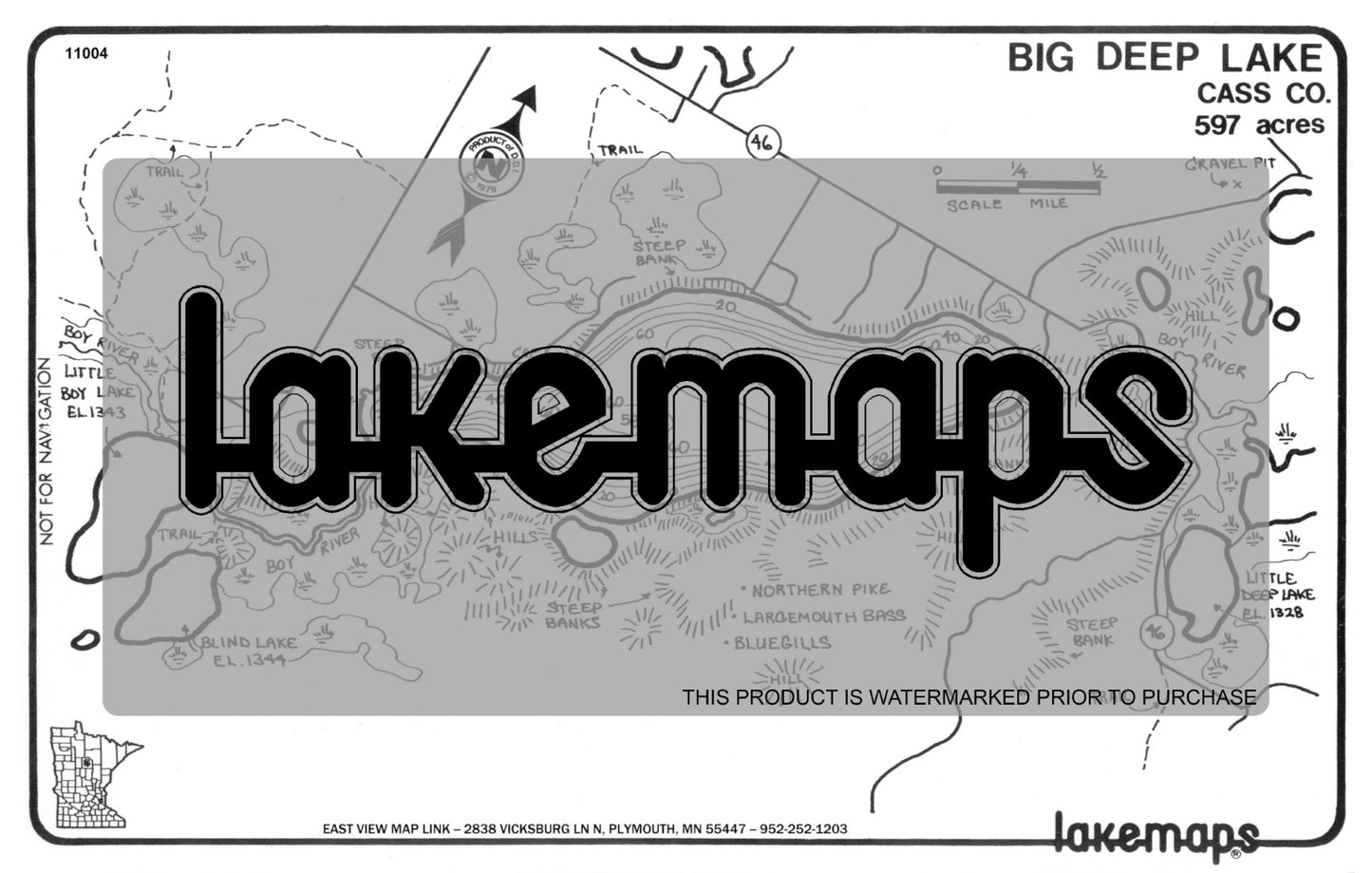 Cass County, MN - BIG DEEP - Lakemap - 11004