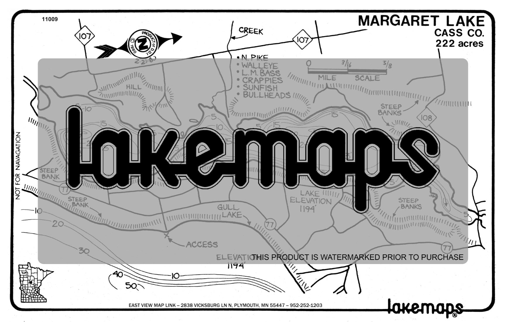 Cass County, MN - MARGARET - Lakemap - 11009