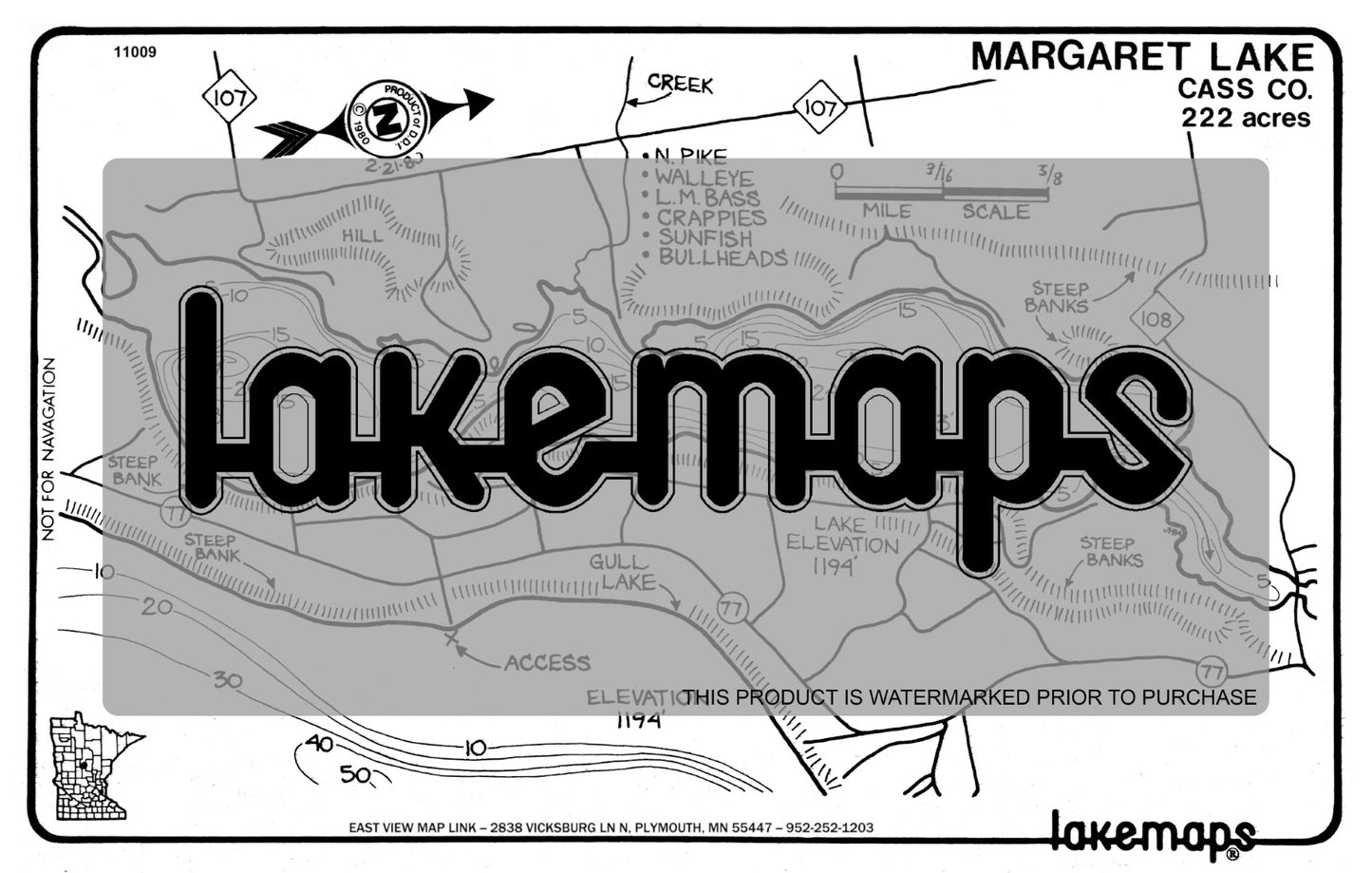 Cass County, MN - MARGARET - Lakemap - 11009