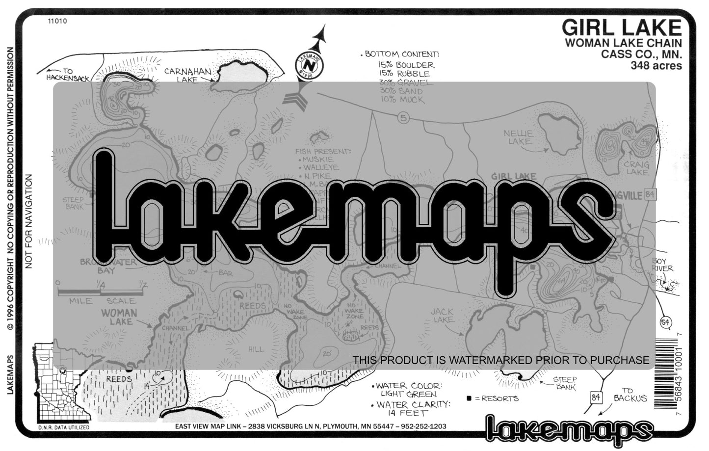 Cass County, MN - GIRL - Lakemap - 11010