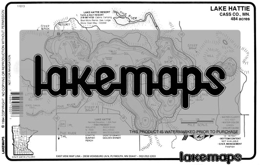 Cass County, MN - HATTIE / Little Hattie / Little Deep - Lakemap - 11013