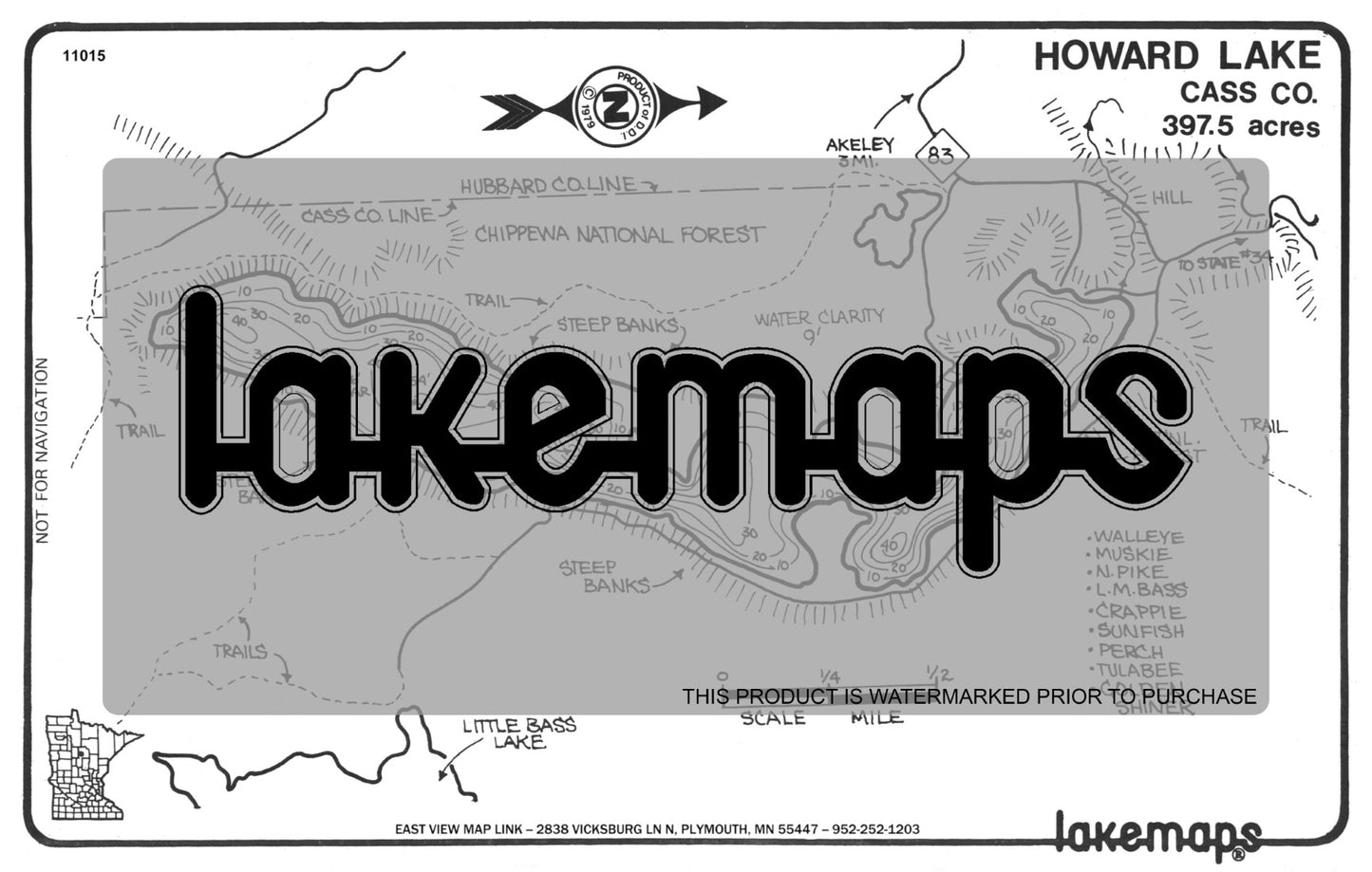 Cass County, MN - HOWARD - Lakemap - 11015