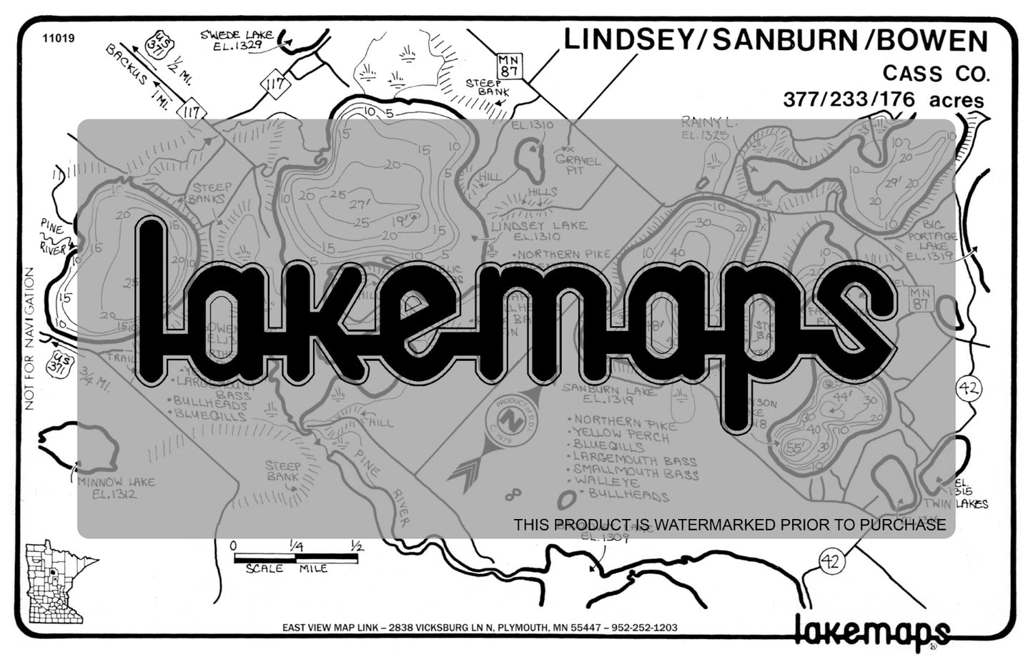 Cass County, MN - LIND /  Sandburn /  Bowen - Lakemap - 11019