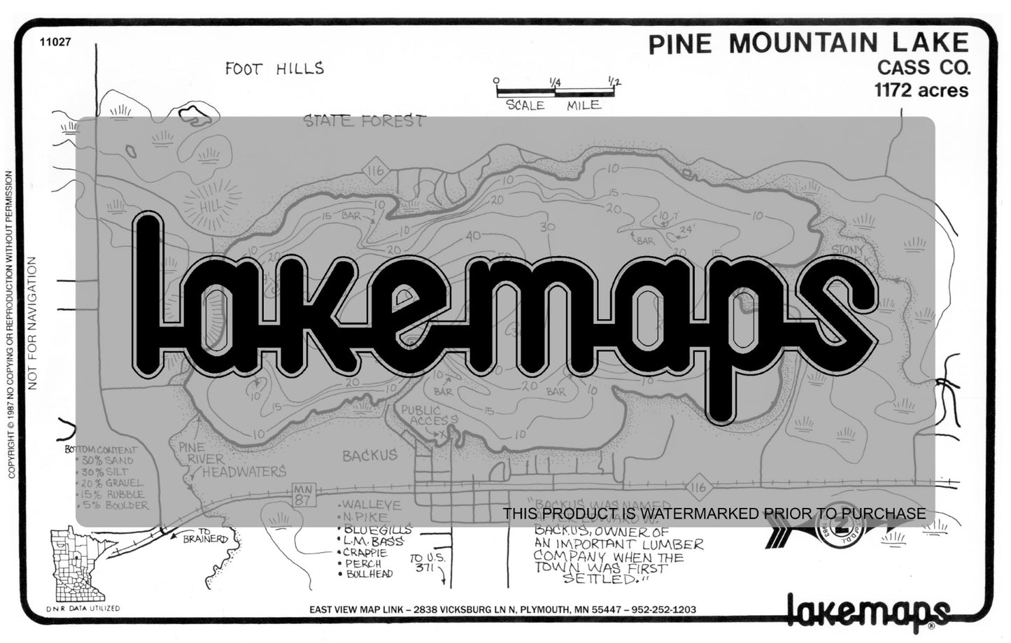 Cass County, MN - PINE MOUNTAIN - Lakemap - 11027