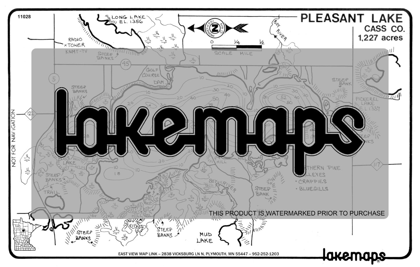 Cass County, MN - PLEASANT - Lakemap - 11028