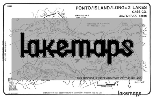 Cass County, MN - PONTO /  Island /  Long #2 - Lakemap - 11029