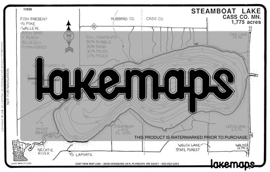 Cass County, MN - STEAMBOAT - Lakemap - 11035