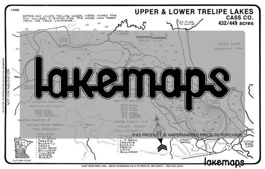 Cass County, MN - TRELIPE Upper / Lower - Lakemap - 11045