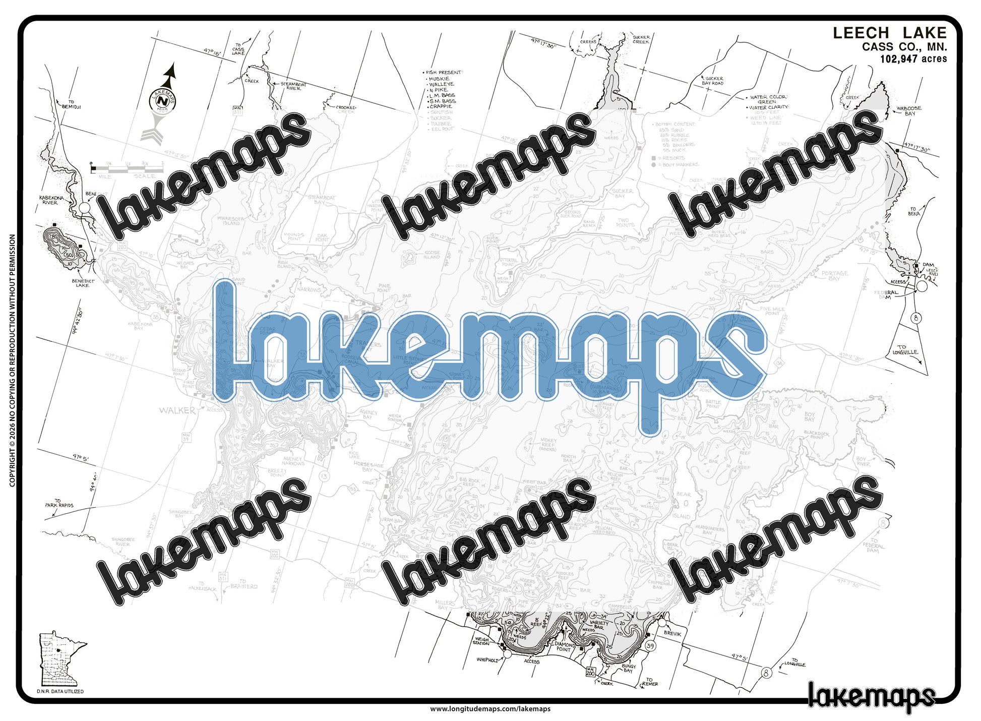 Cass County, MN - Leech Lake - DETAILED GUIDE - Lakemap - 11053