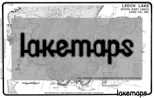 Cass County, MN - Leech Lake - South East  Section - Lakemap - 11055